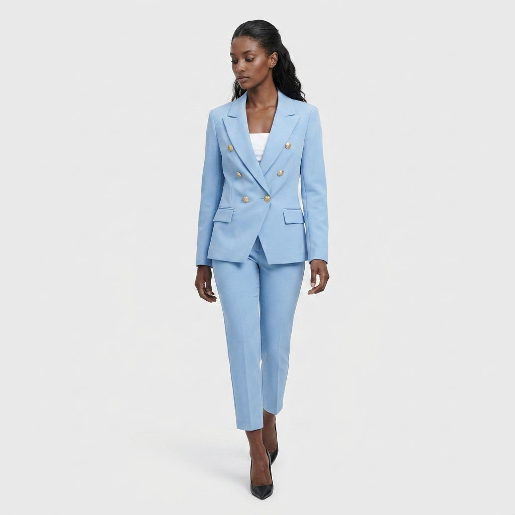 Ensemble Tailleur Veste Pantalon Coupe Structurée pour Femme