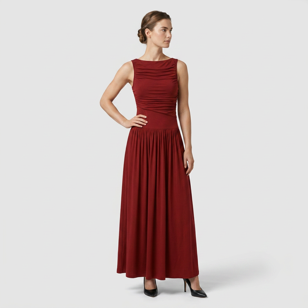 Robe Maxi Sans Manches Coupe Fluide pour Femme