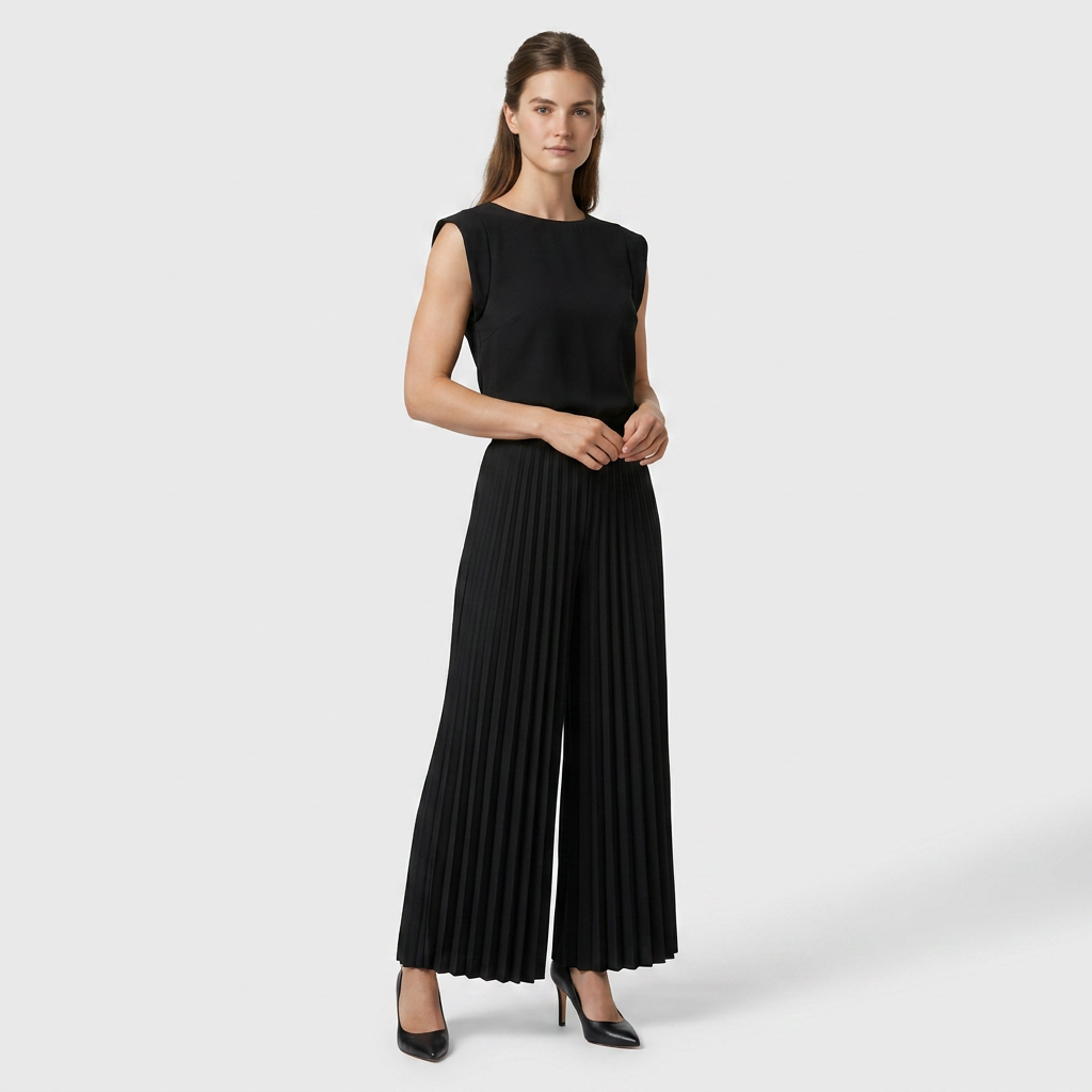 Ensemble Pull Sans Manches Pantalon Large pour Femme