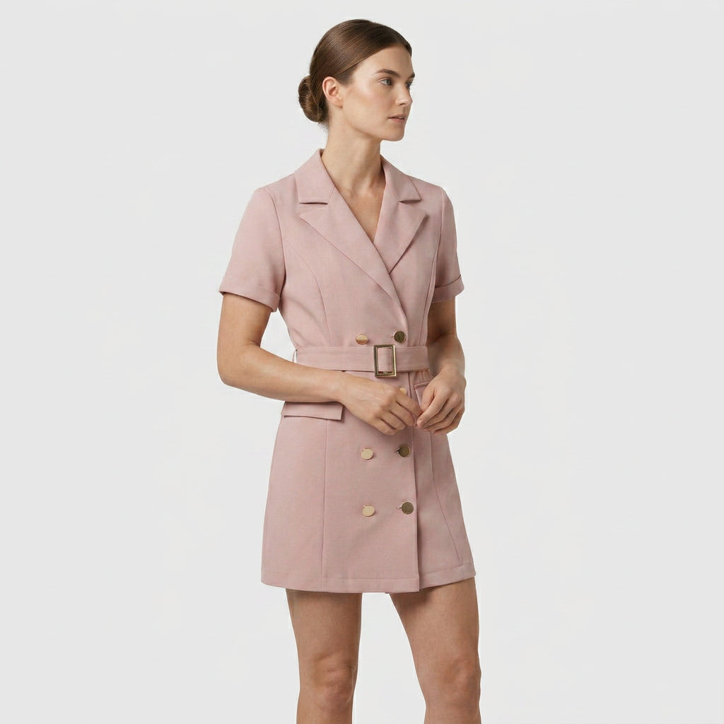 Ensemble Tailleur Robe Manches Courtes Coupe Structurée pour Femme