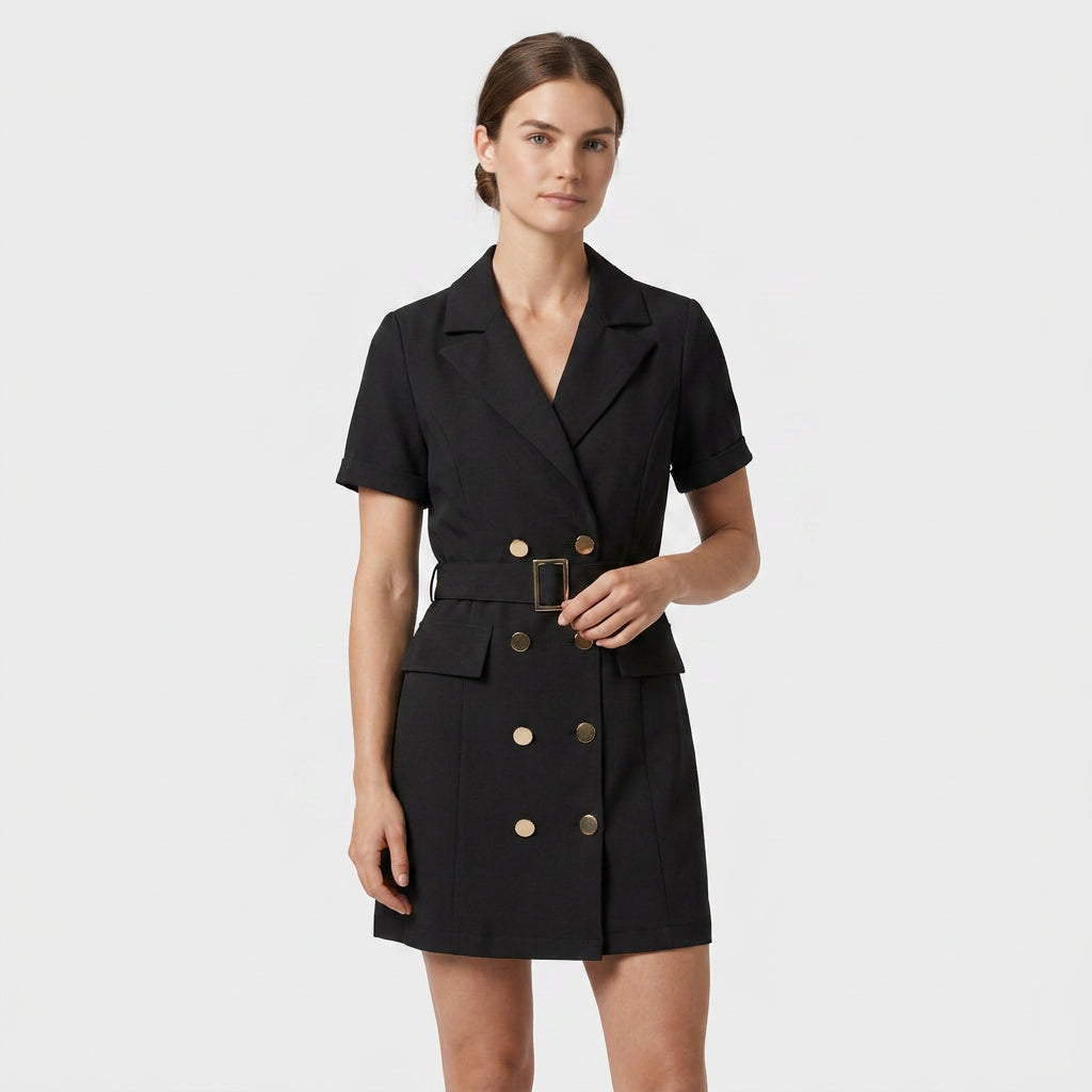 Ensemble Tailleur Robe Manches Courtes Coupe Structurée pour Femme