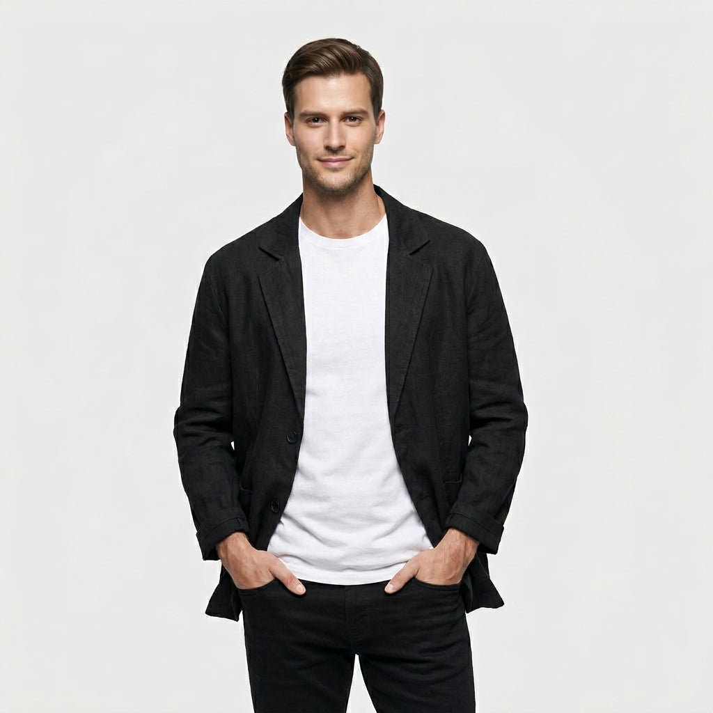 Blazer Coupe Structurée Revers Classiques Pour Homme