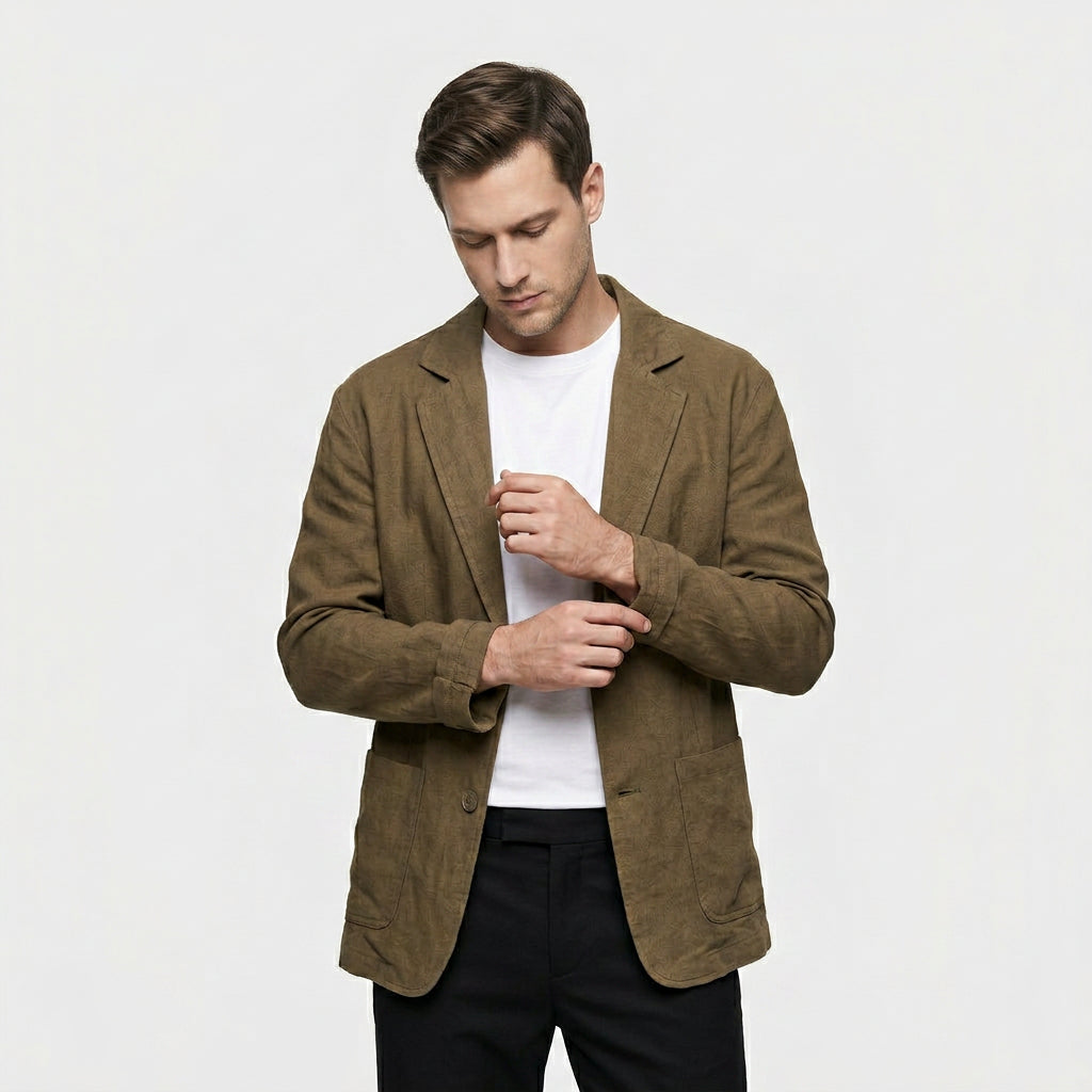 Blazer Coupe Structurée Revers Classiques Pour Homme