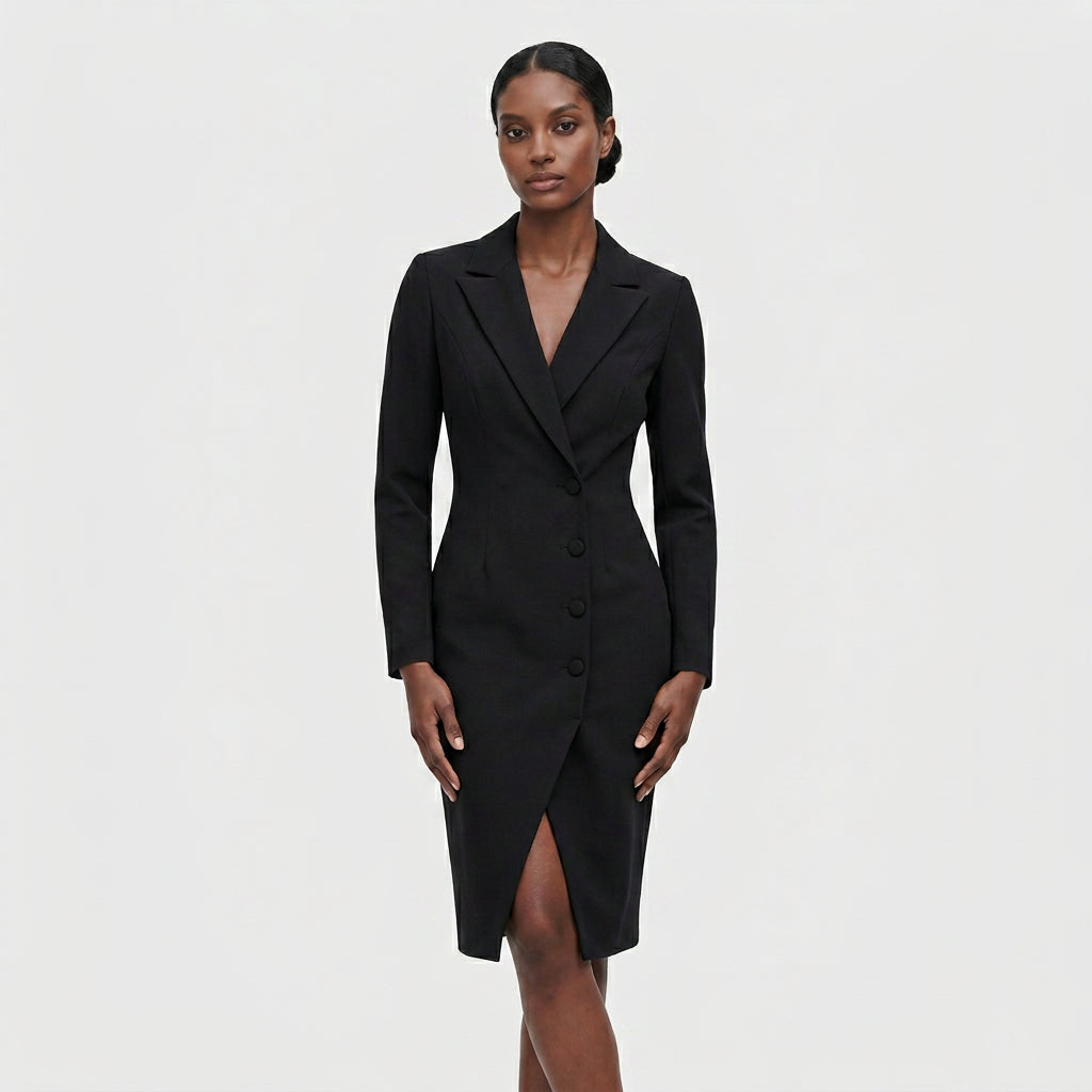 Robe Blazer Manches Longues Coupe Structurée Pour Femme