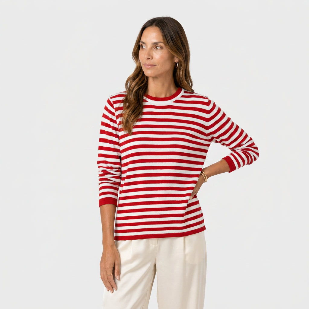 Pull Marinière à Rayures et Col Rond pour Femme