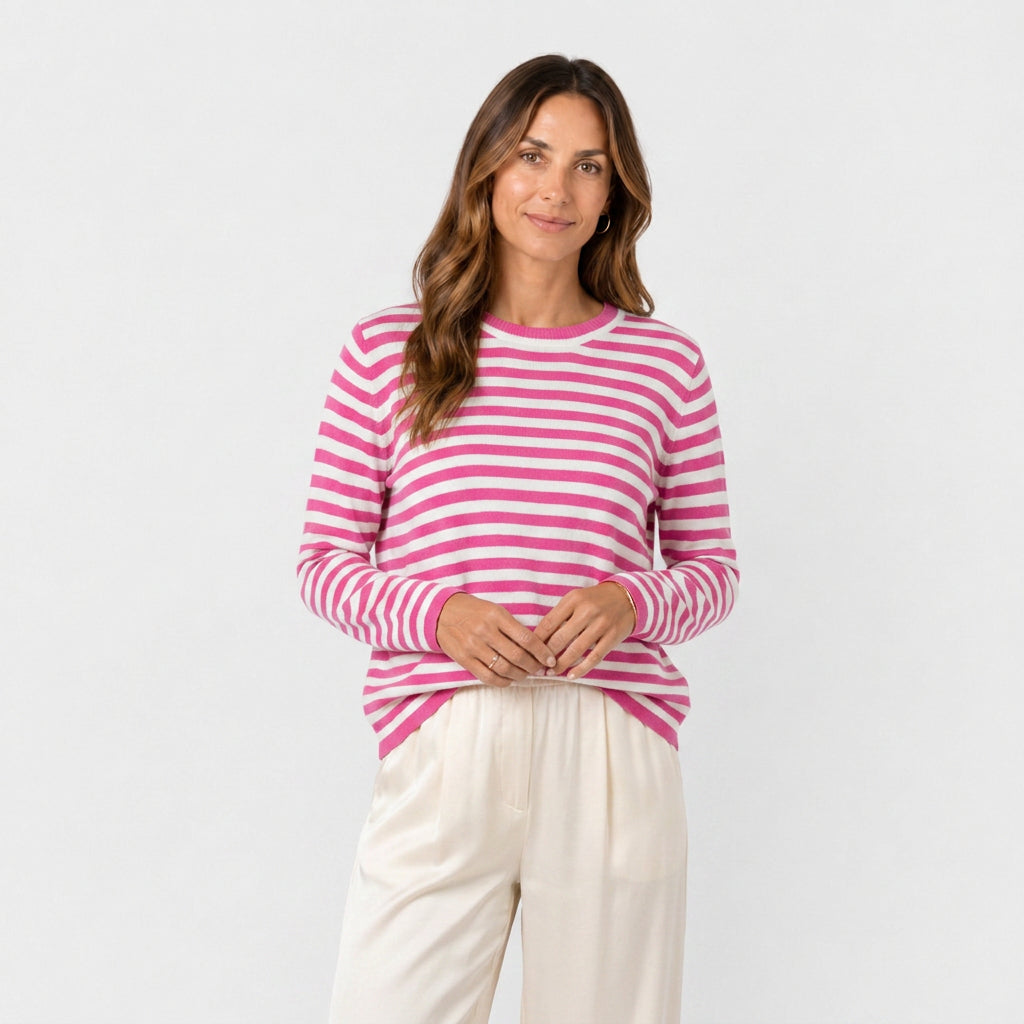 Pull Marinière à Rayures et Col Rond pour Femme