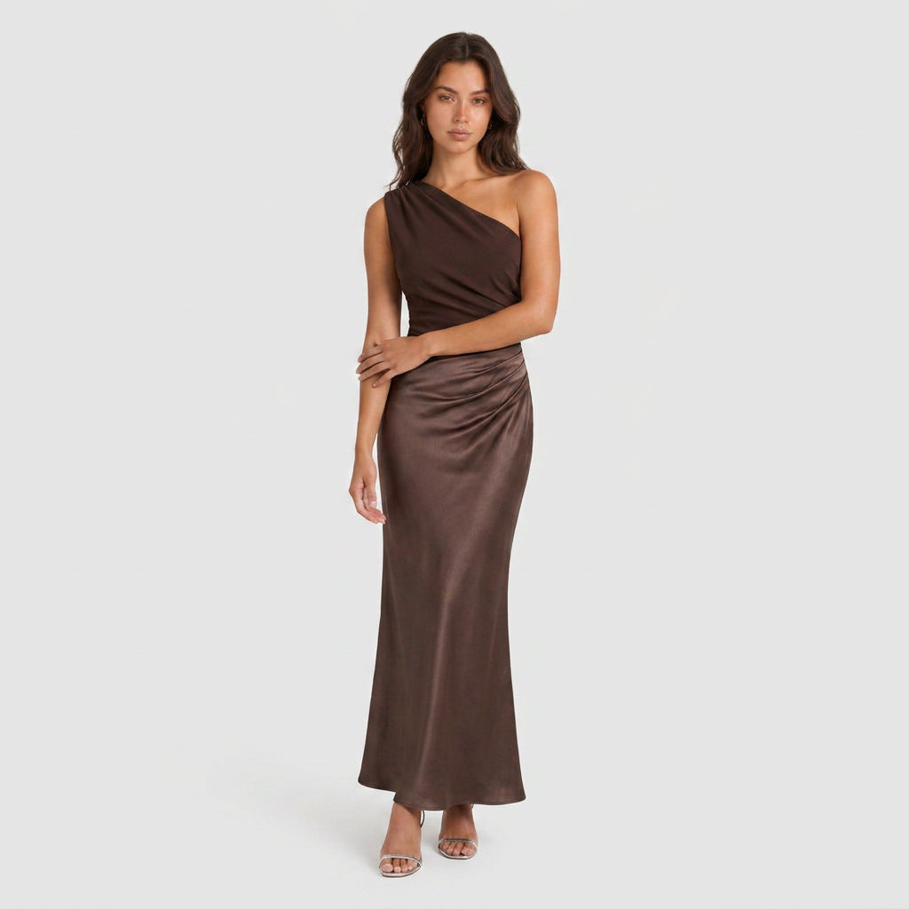 Robe de Soirée Longue Asymétrique à une Épaule pour Femme