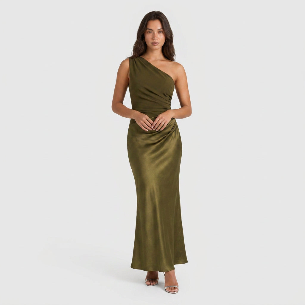 Robe de Soirée Longue Asymétrique à une Épaule pour Femme