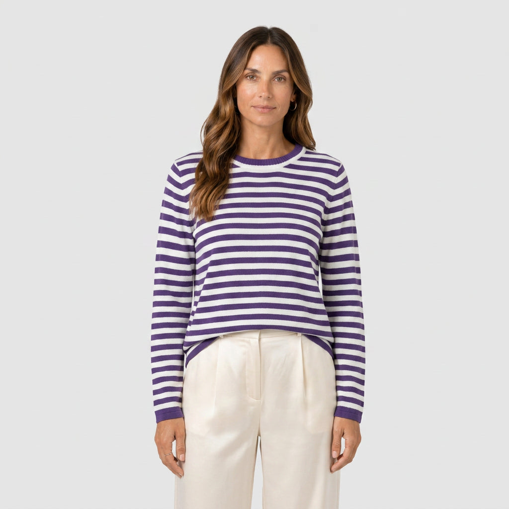 Pull Marinière à Rayures et Col Rond pour Femme