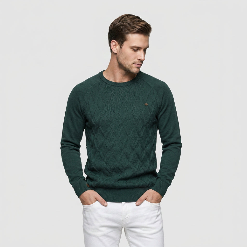 Pull Ras du Cou à Motif Losange en Relief pour Homme