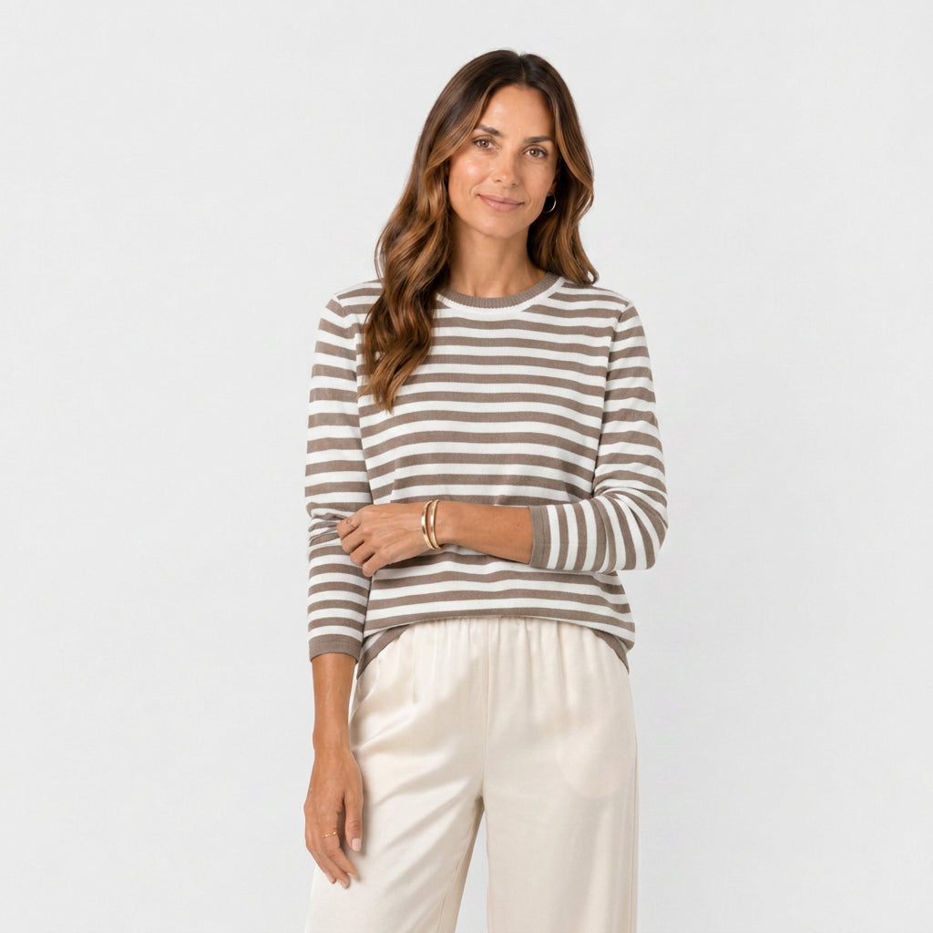 Pull Marinière à Rayures et Col Rond pour Femme
