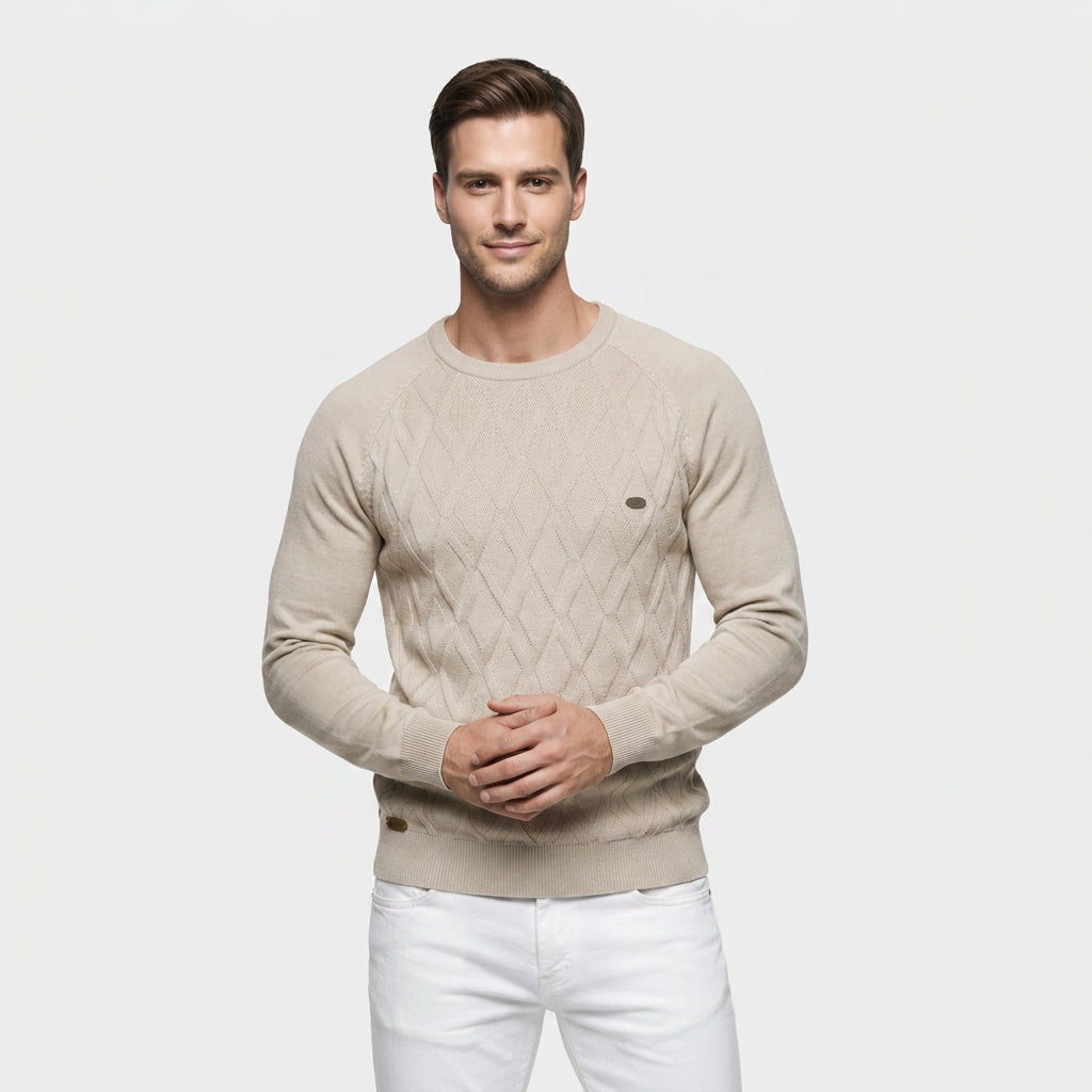 Pull Ras du Cou à Motif Losange en Relief pour Homme