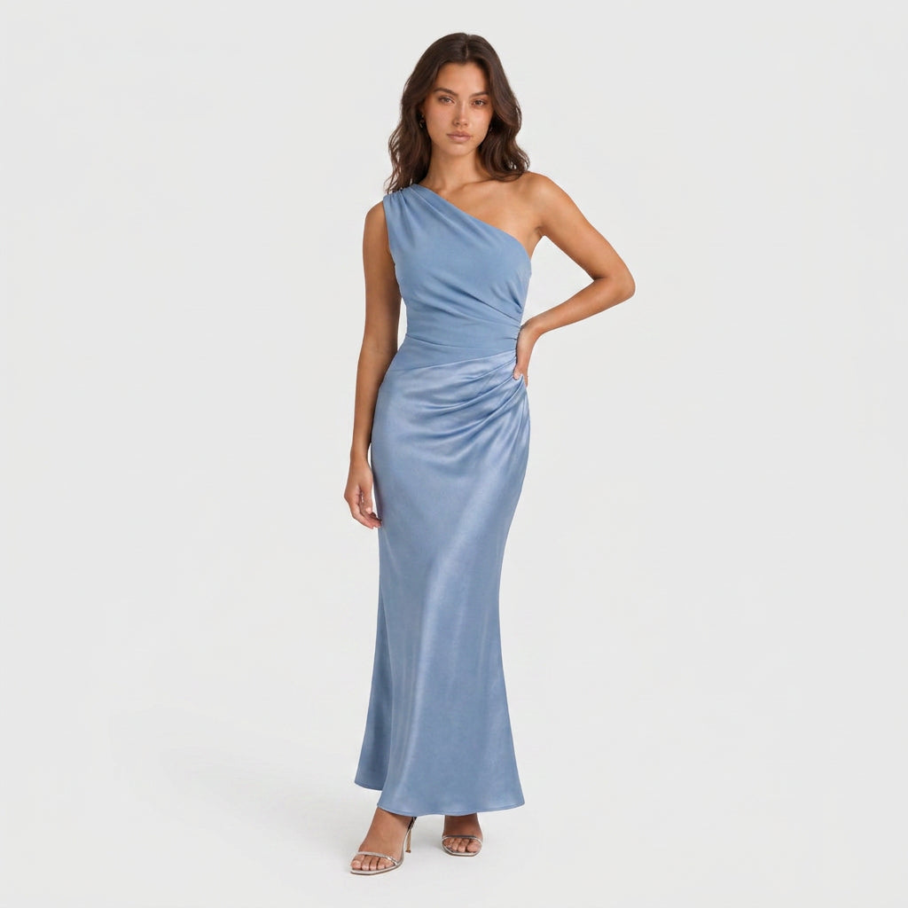 Robe de Soirée Longue Asymétrique à une Épaule pour Femme