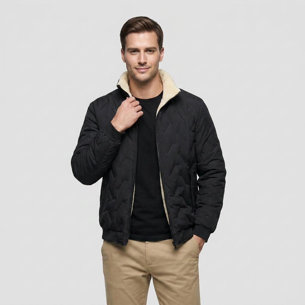 Veste Matelassée Doublée Sherpa à Col Montant pour Homme