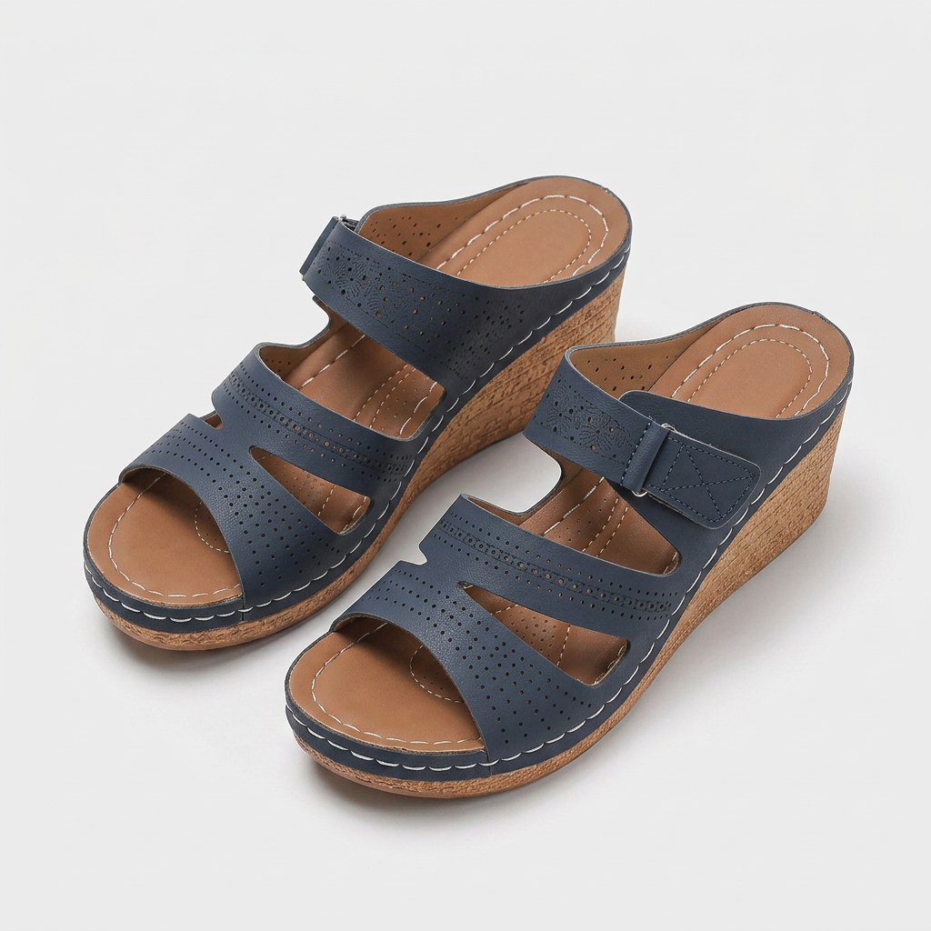 Mules Compensées Bout Ouvert Confort Soutien Pour Femme