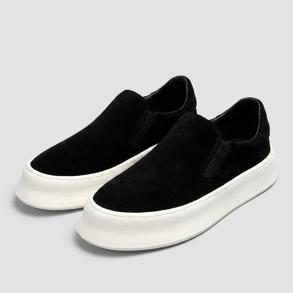 Slip-On Daim Semelle Plateforme Épaisse Élastique pour Homme