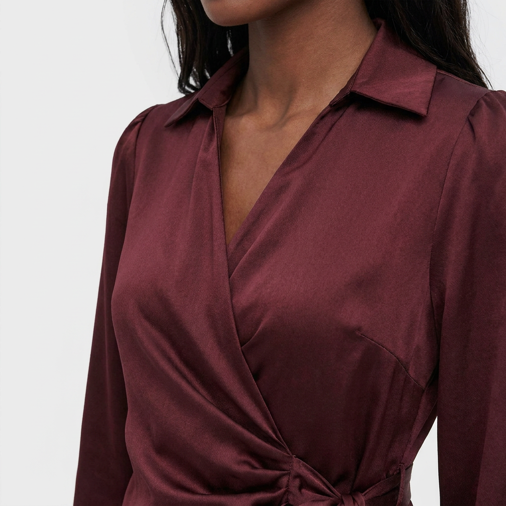 Blouse Col Revers Manches Longues Coupe Élégante pour Femme