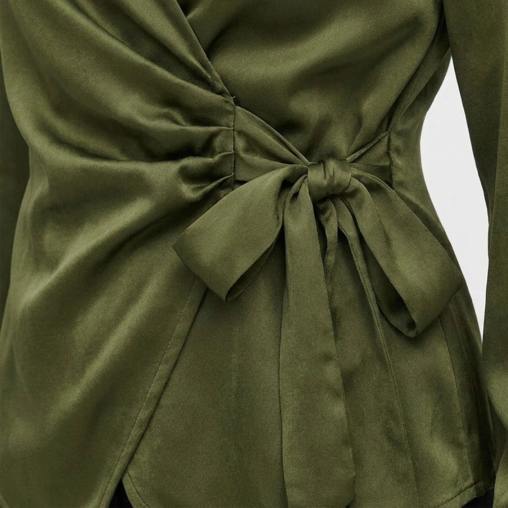 Blouse Col Revers Manches Longues Coupe Élégante pour Femme