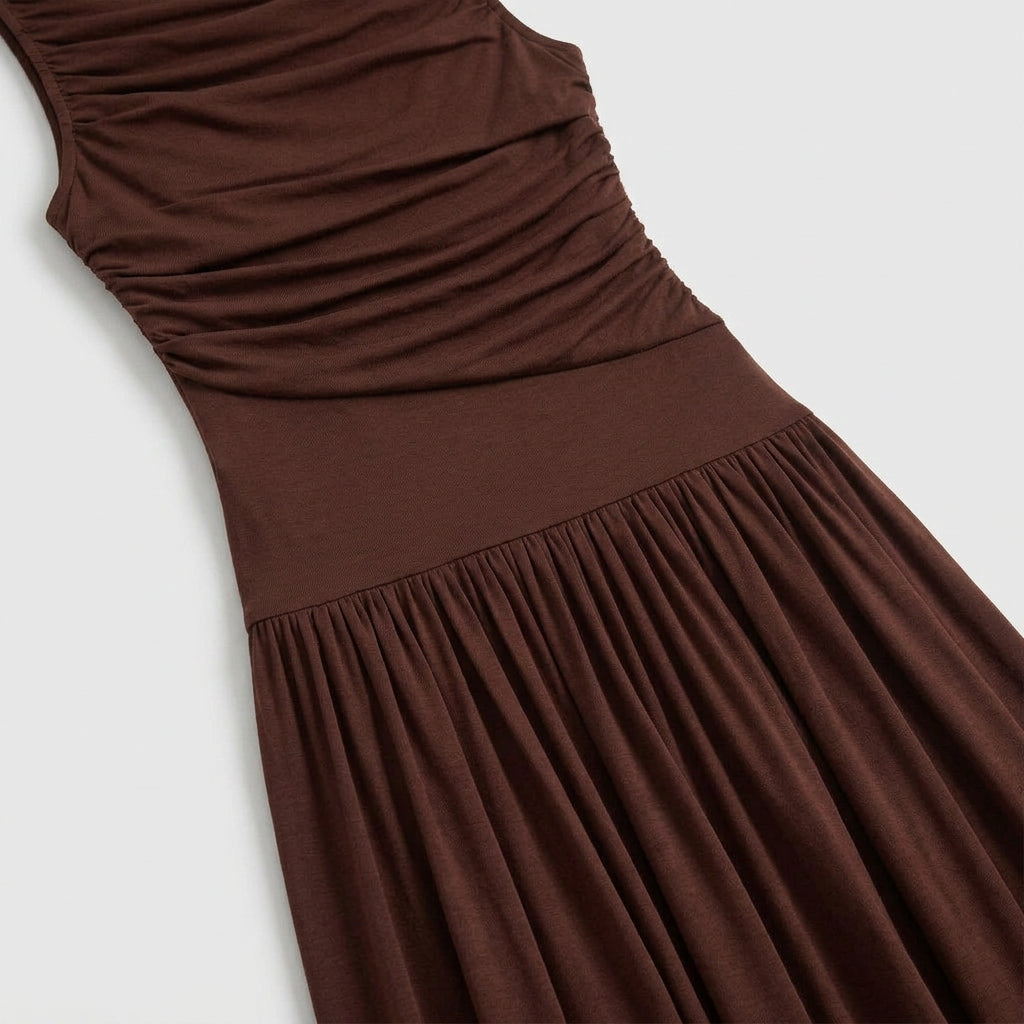 Robe Maxi Sans Manches Coupe Fluide pour Femme