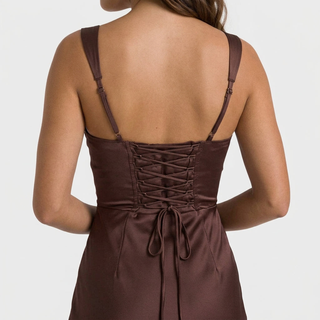 Robe de Soirée Longue en Satin Drapé pour Femme