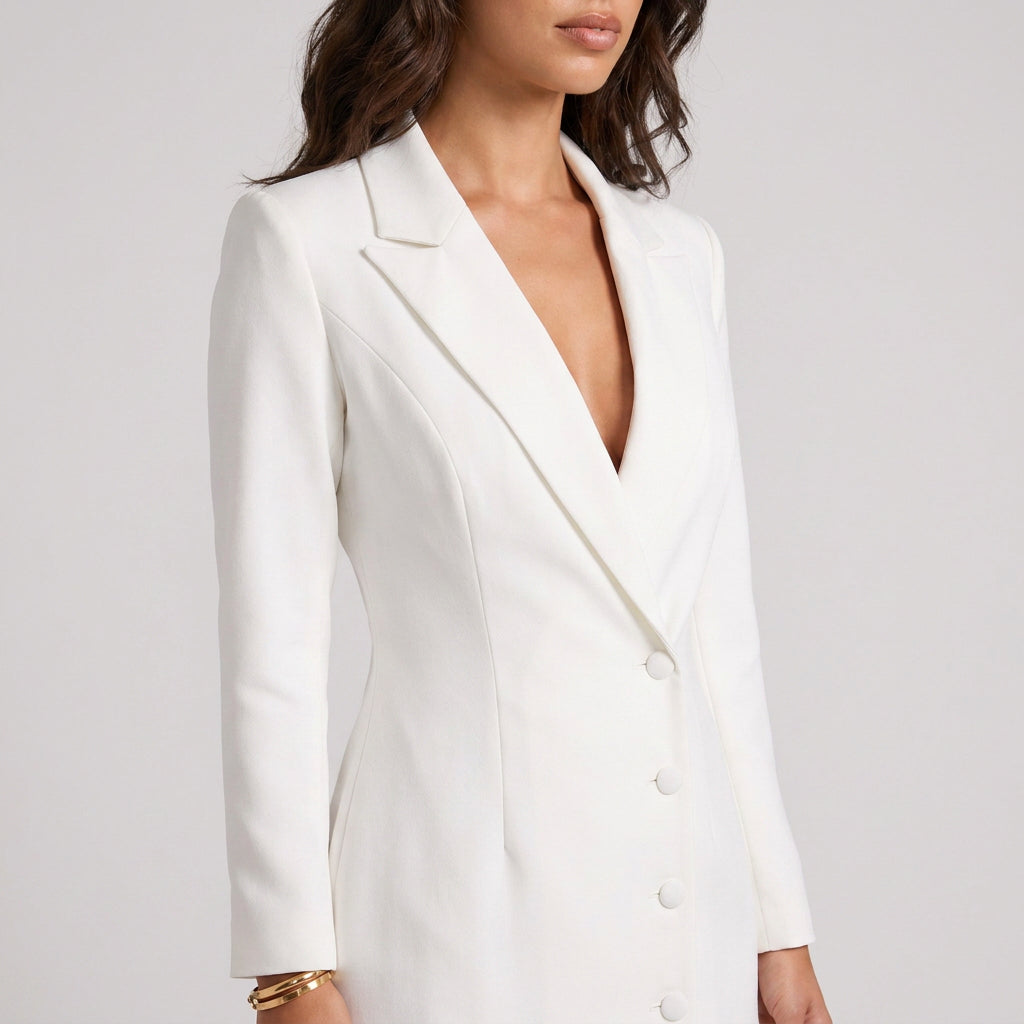 Robe-Manteau Cintrée à Col Tailleur pour Femme