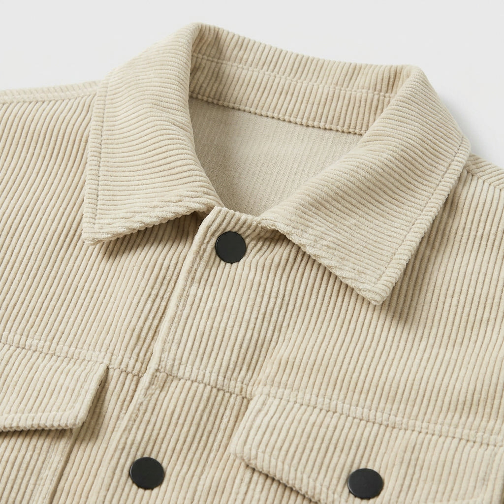 Veste en Velours Côtelé à Boutons-Pression pour Homme