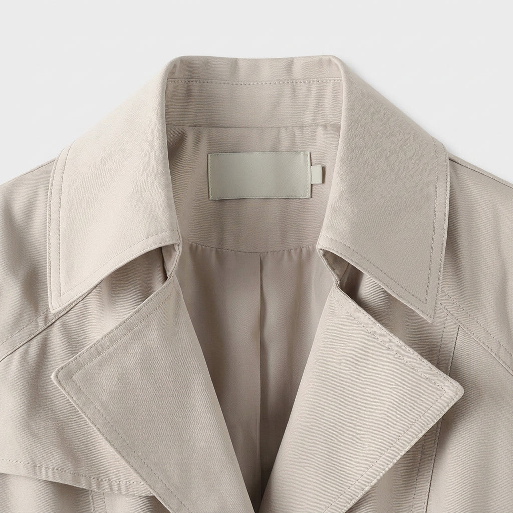 Trench-Coat Mi-Long Cintré à Col Tailleur pour Femme