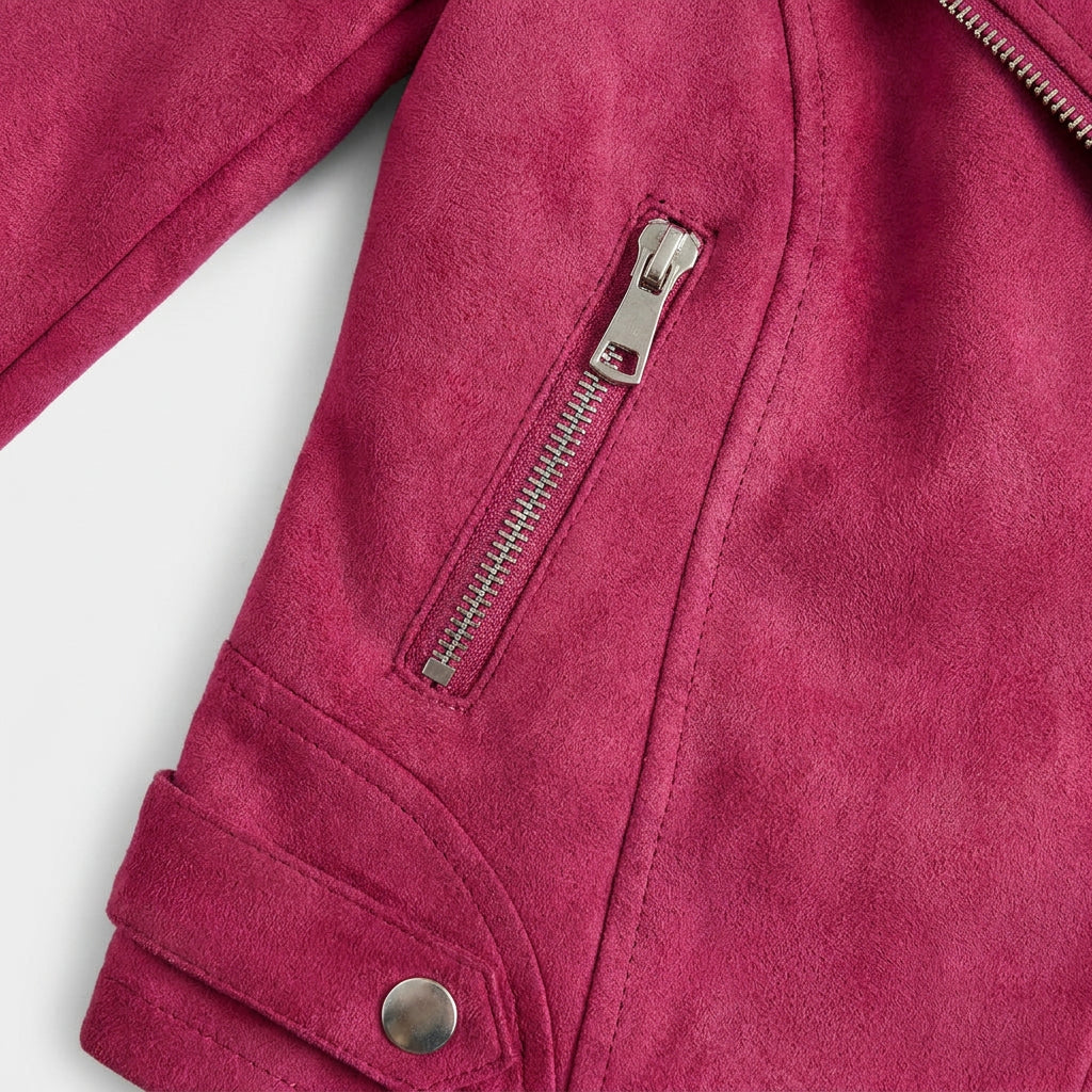 Veste Perfecto à Aspect Daim et Zip Asymétrique pour Femme