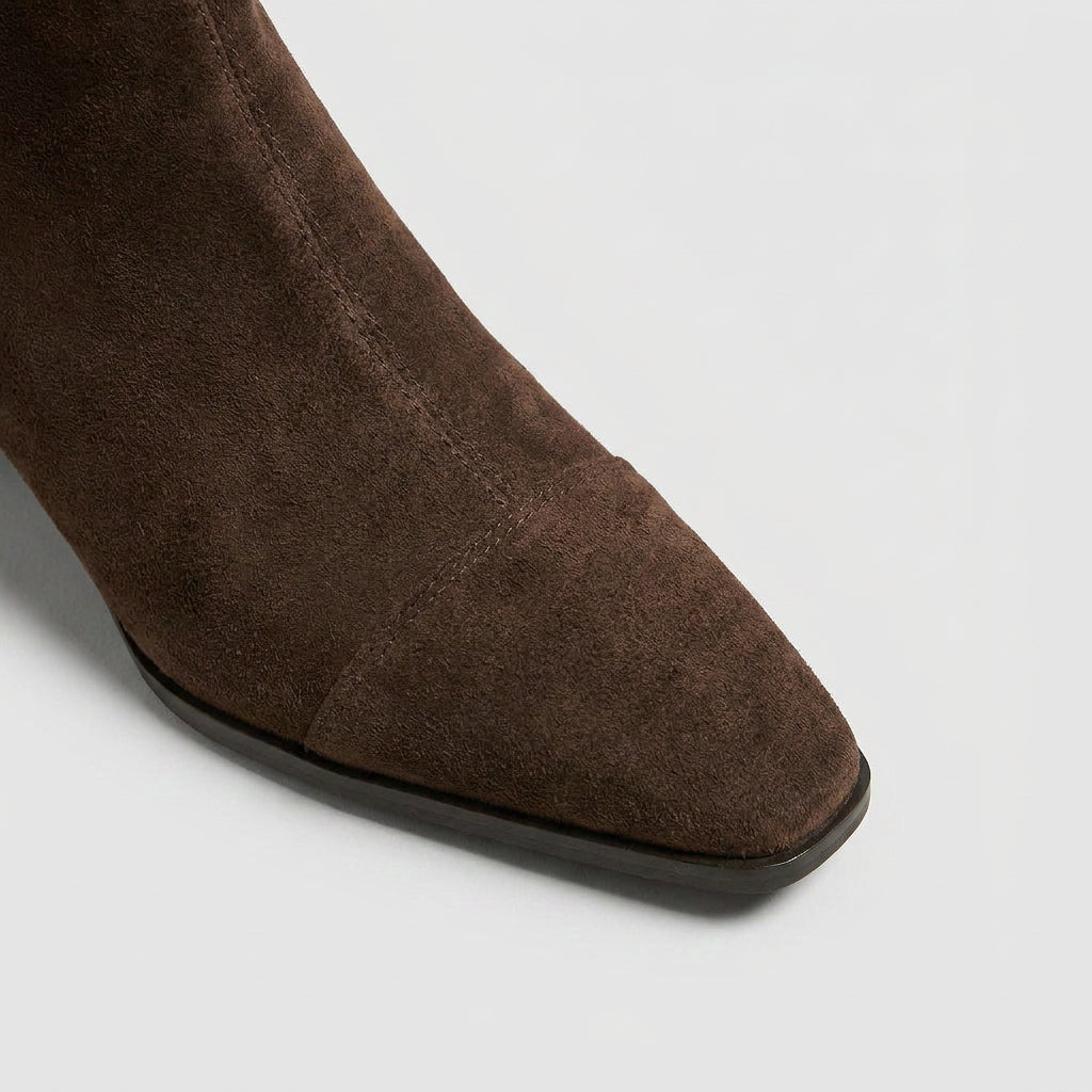 Bottines Ajustées en Daim à Talon Bas pour Femme