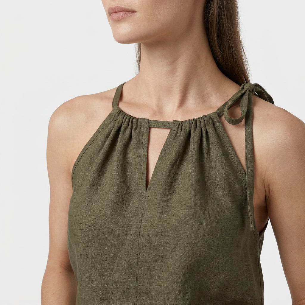 Ensemble Top Sans Manches Pantalon Droit Large pour Femme