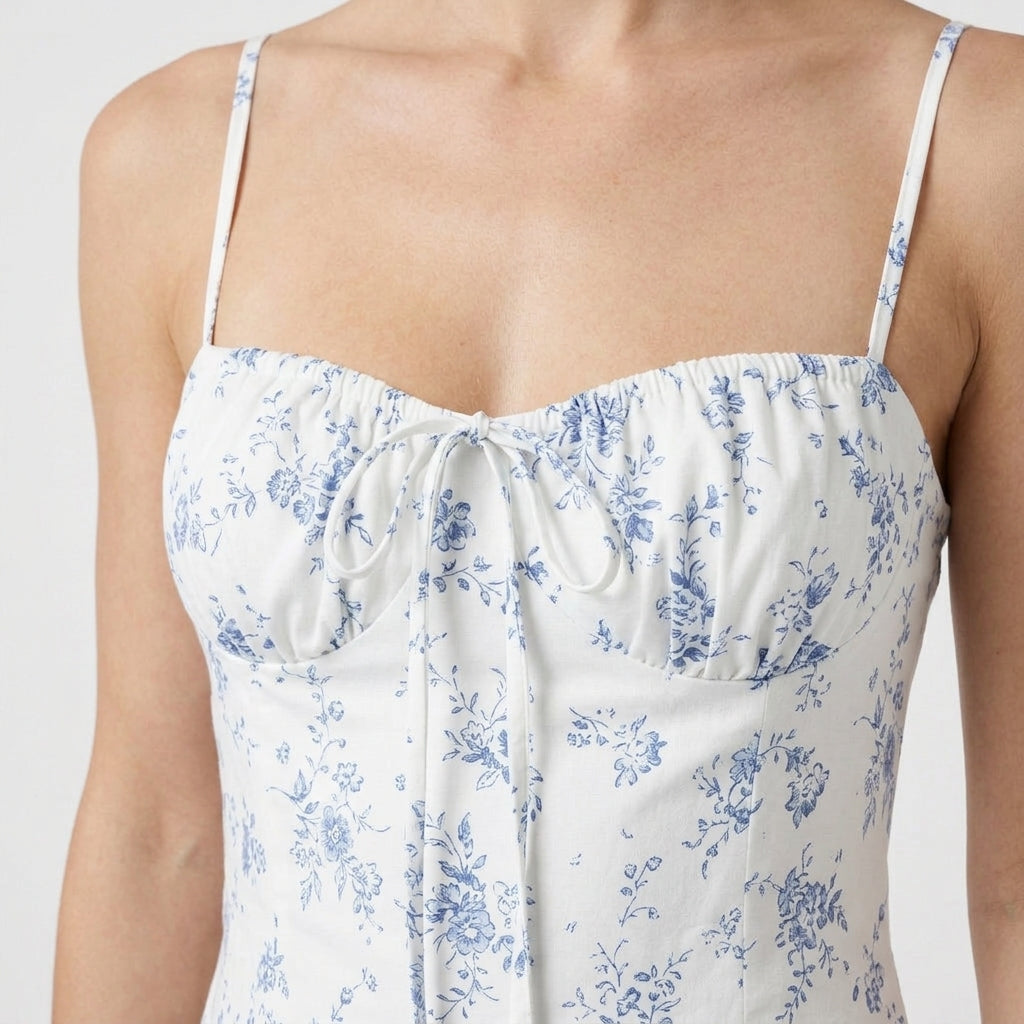 Robe Mini Florale Coupe Évasée pour Femme