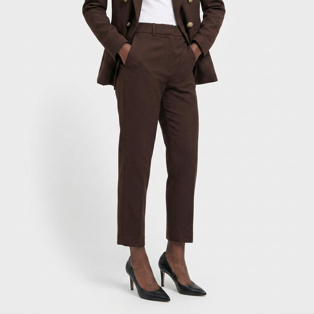 Ensemble Tailleur Veste Pantalon Coupe Structurée pour Femme