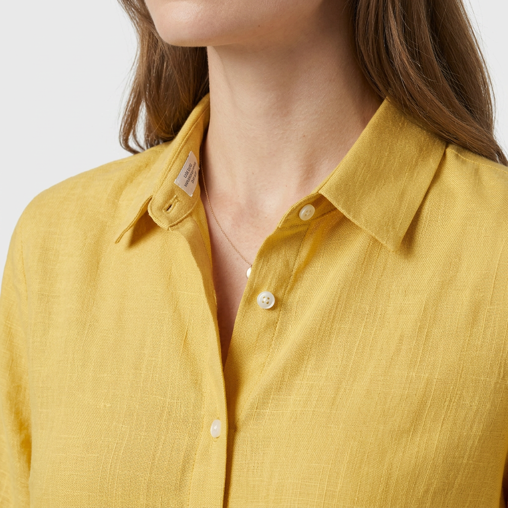 Chemise Lin Coupe Ample Manches Retroussables pour Femme