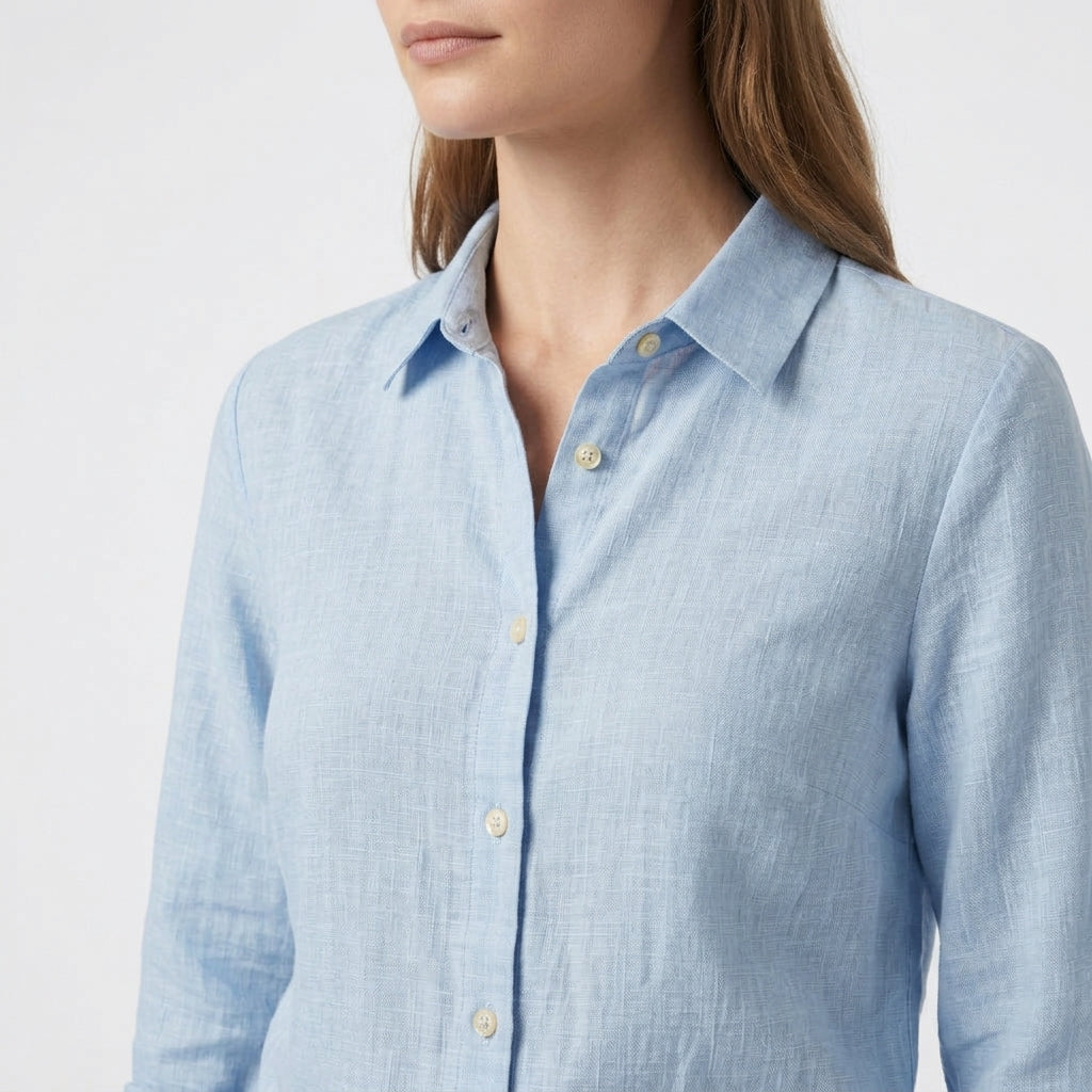 Chemise Lin Coupe Ample Manches Retroussables pour Femme