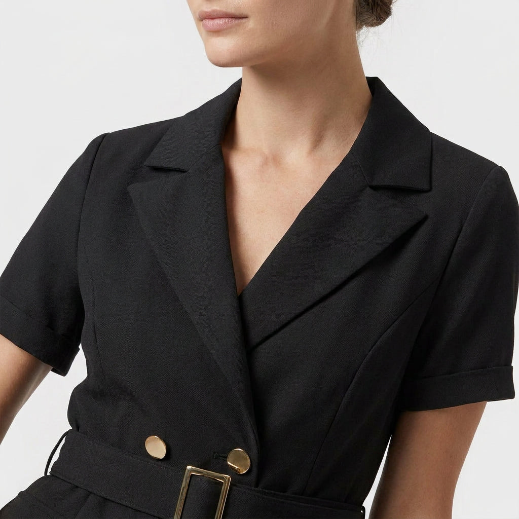 Ensemble Tailleur Robe Manches Courtes Coupe Structurée pour Femme