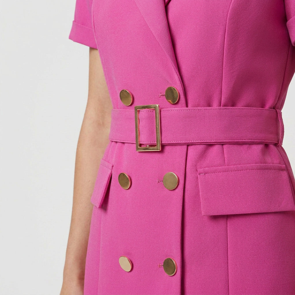 Ensemble Tailleur Robe Manches Courtes Coupe Structurée pour Femme
