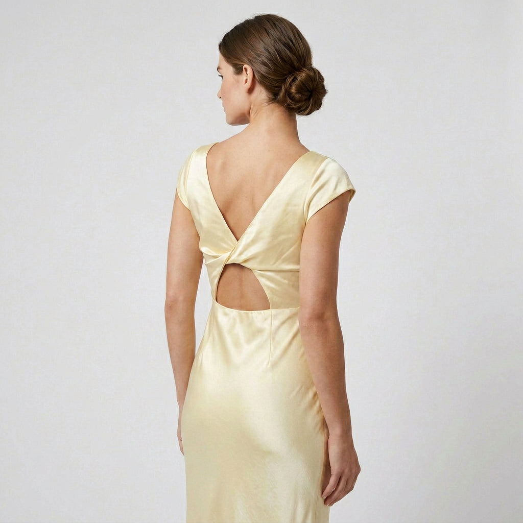 Robe Maxi Décolleté Plongeant Manches Courtes Pour Femme
