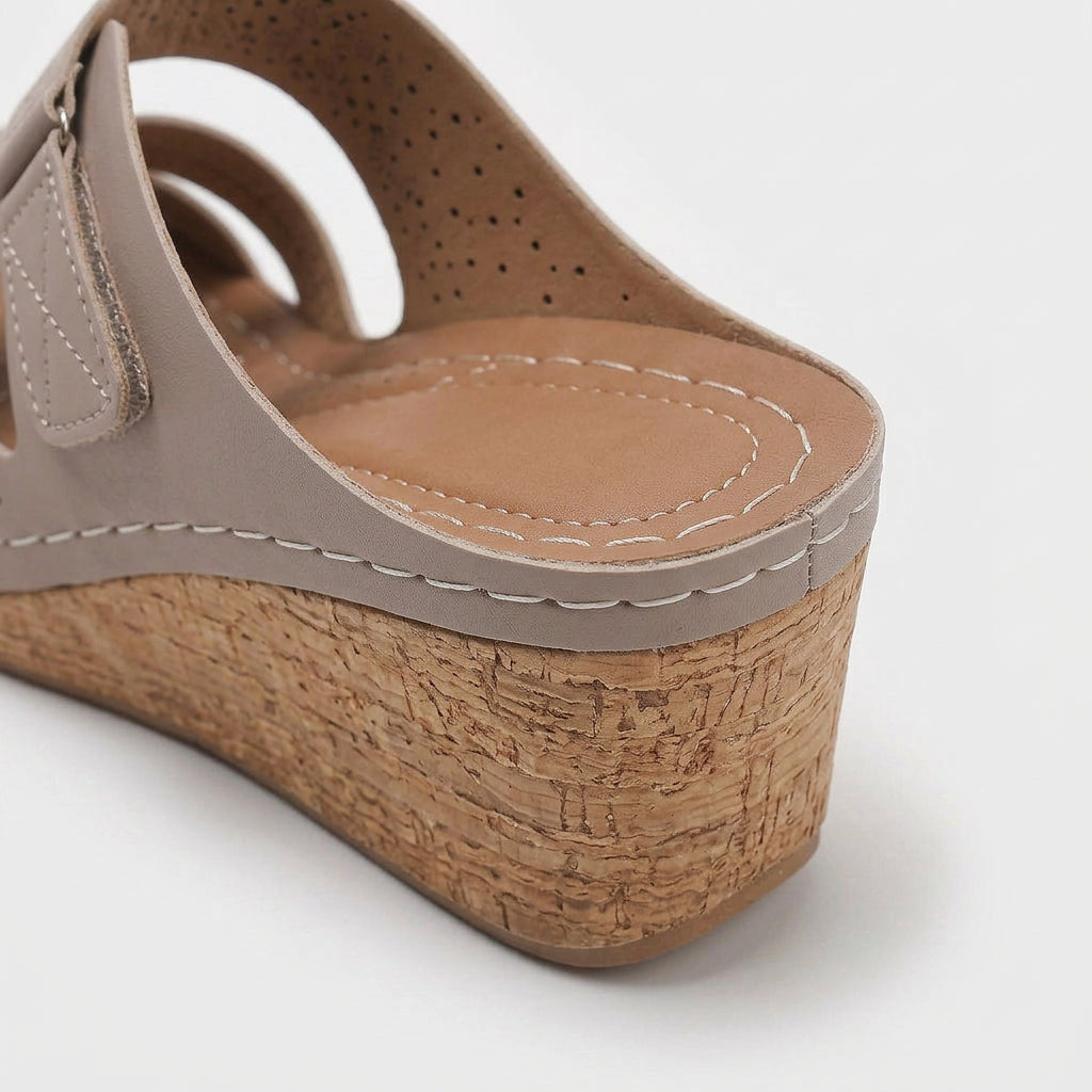 Mules Compensées Bout Ouvert Confort Soutien Pour Femme