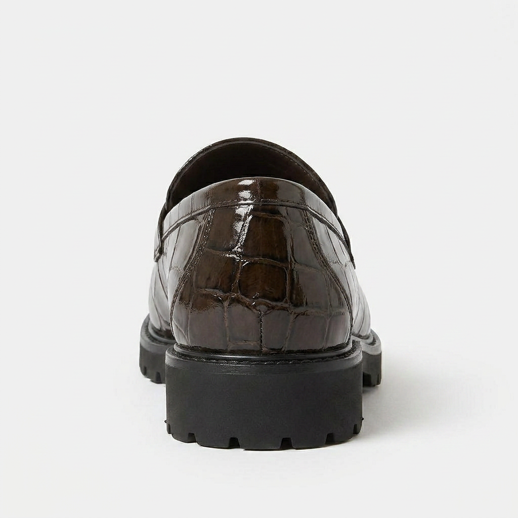 Loafer Cuir Verni Embossé Semelle Lug pour Homme