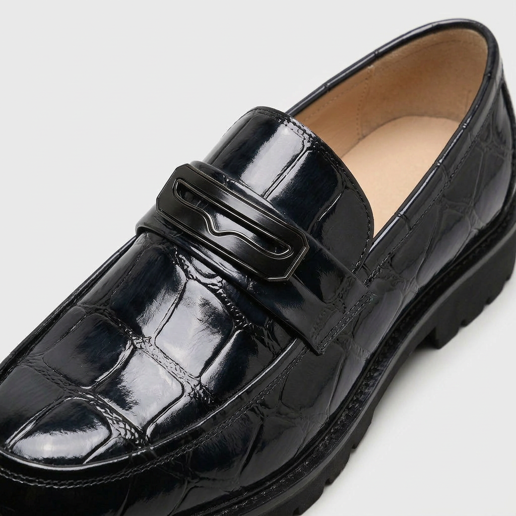 Loafer Cuir Verni Embossé Semelle Lug pour Homme