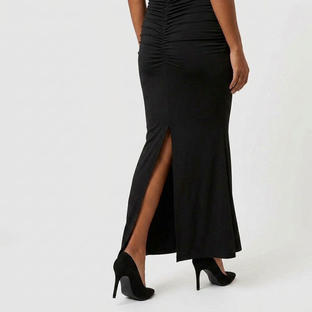 Robe Longue Asymétrique Drapée Une Épaule Pour Femme