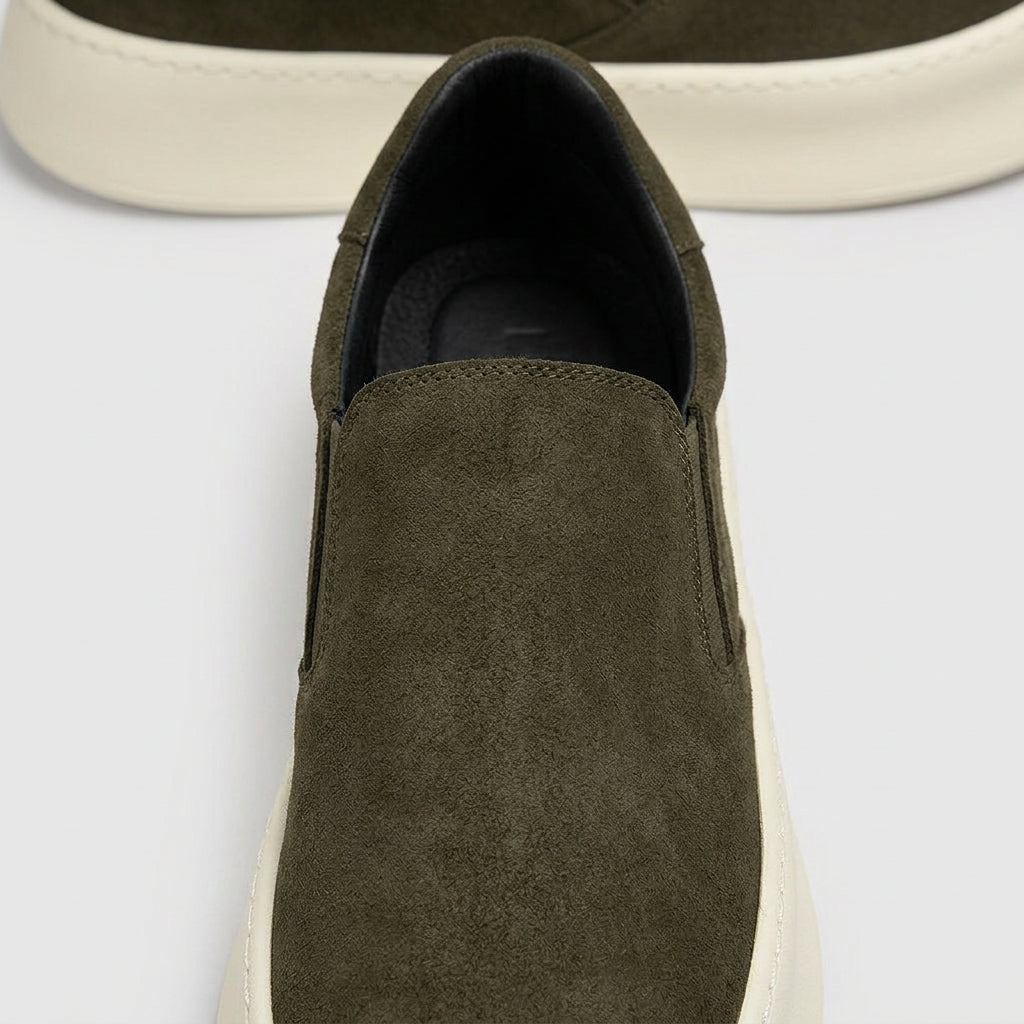 Slip-On Daim Semelle Plateforme Épaisse Élastique pour Homme
