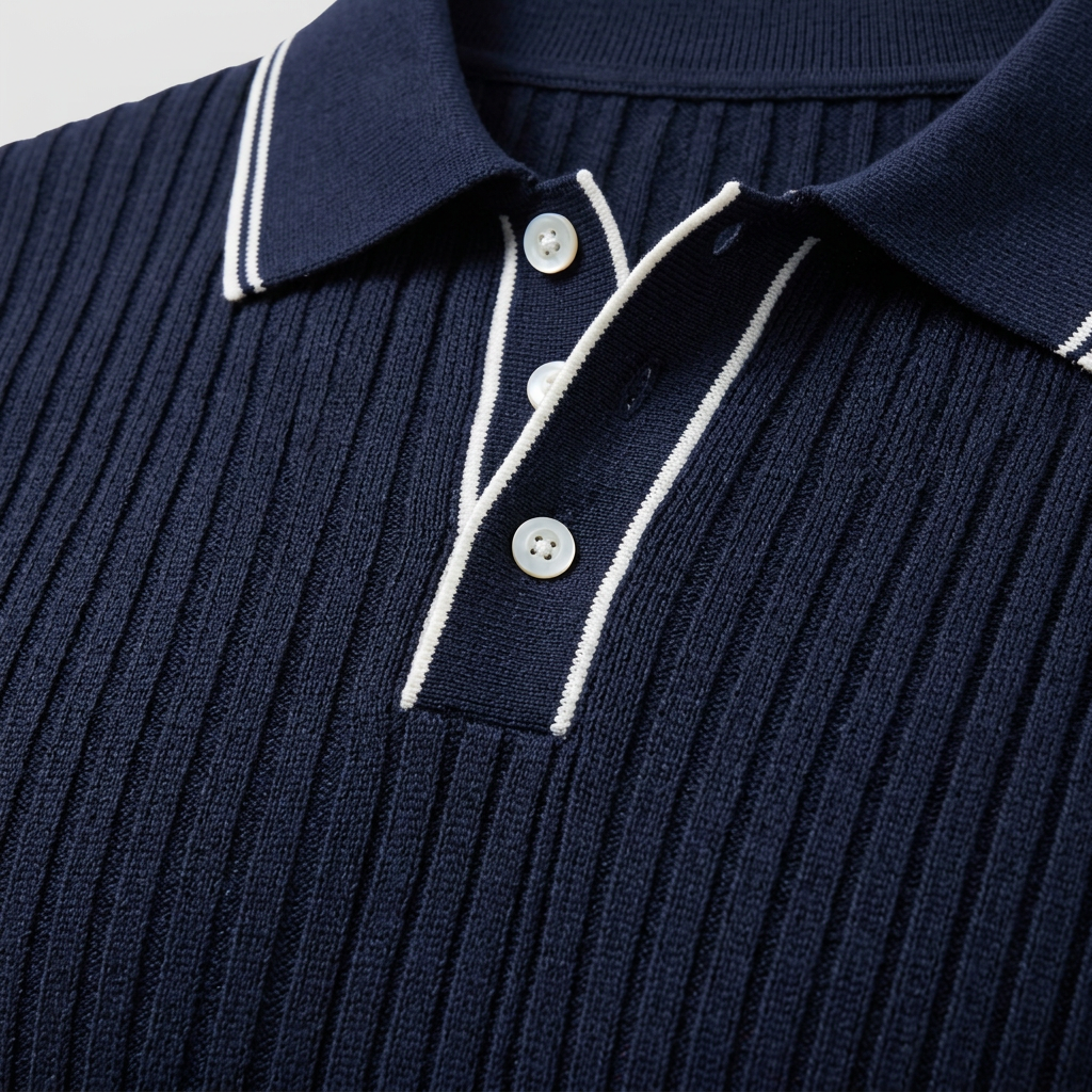 Polo Maille Côtelée Col Classique pour Homme
