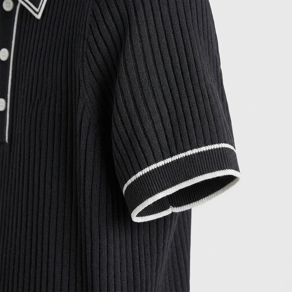 Polo Maille Côtelée Col Classique pour Homme