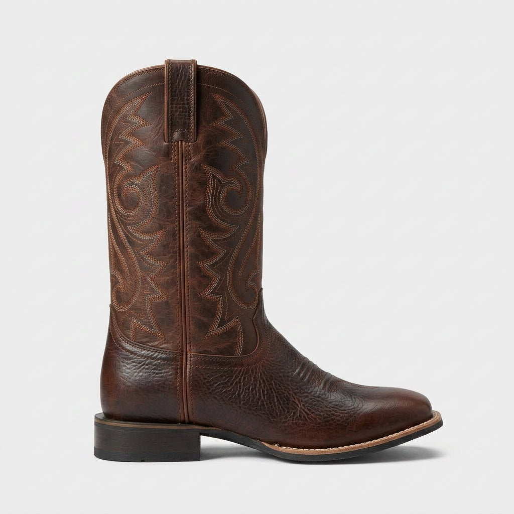 Bottes Santiags en Cuir à Bout Carré pour Femme