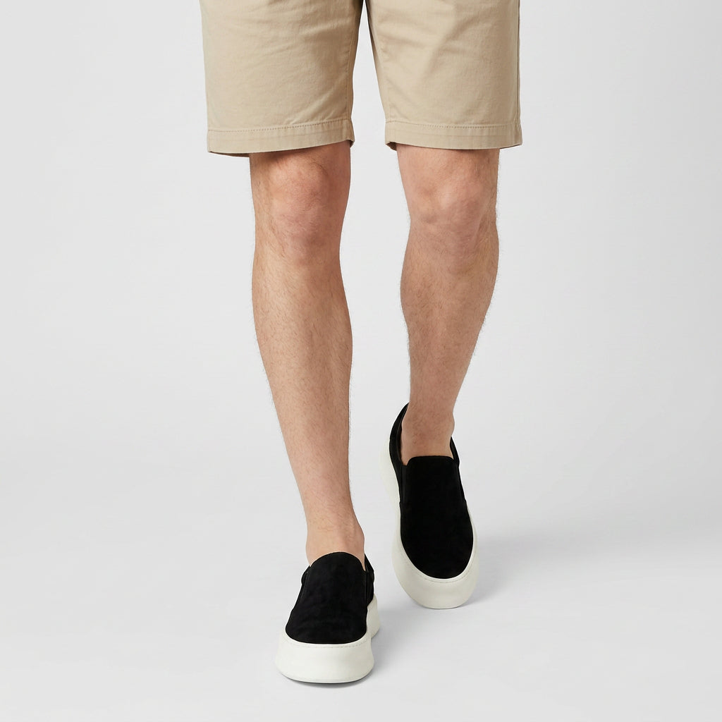 Slip-On Daim Semelle Plateforme Épaisse Élastique pour Homme