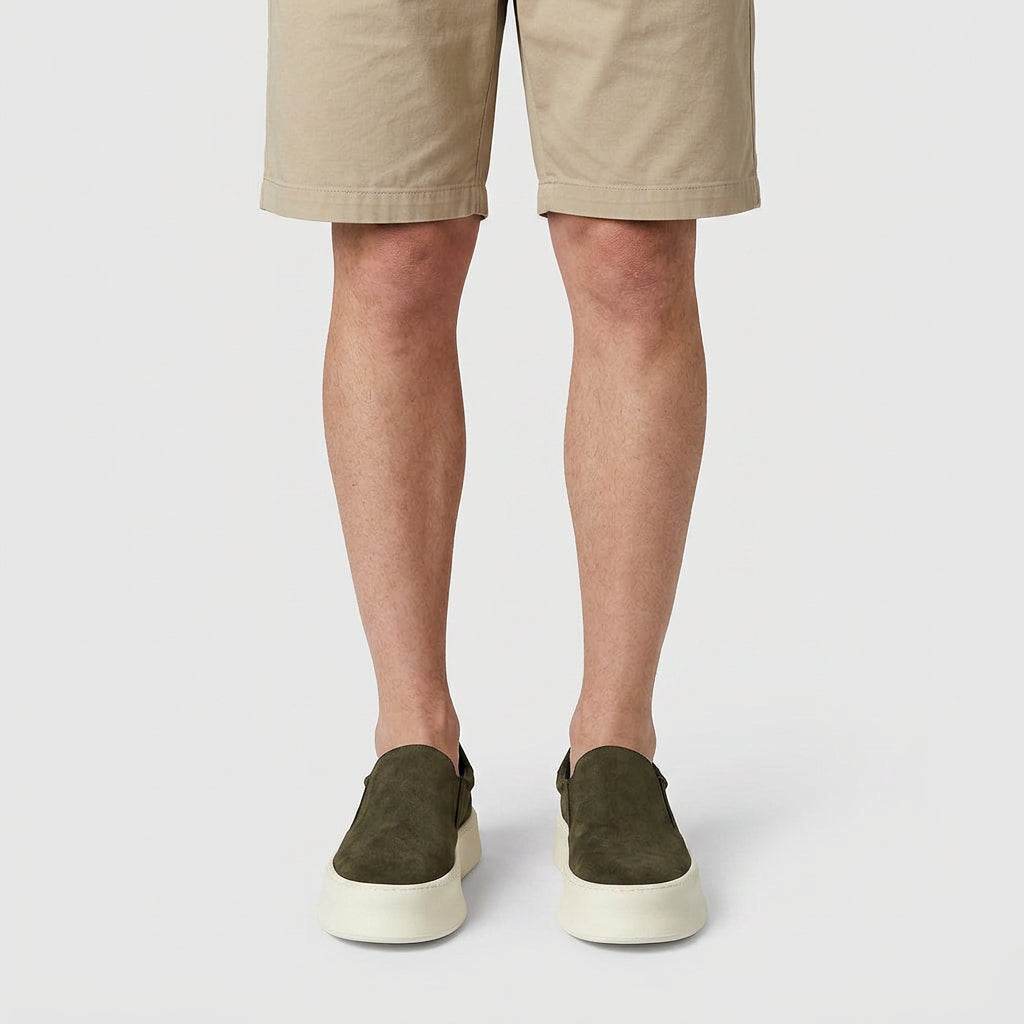 Slip-On Daim Semelle Plateforme Épaisse Élastique pour Homme