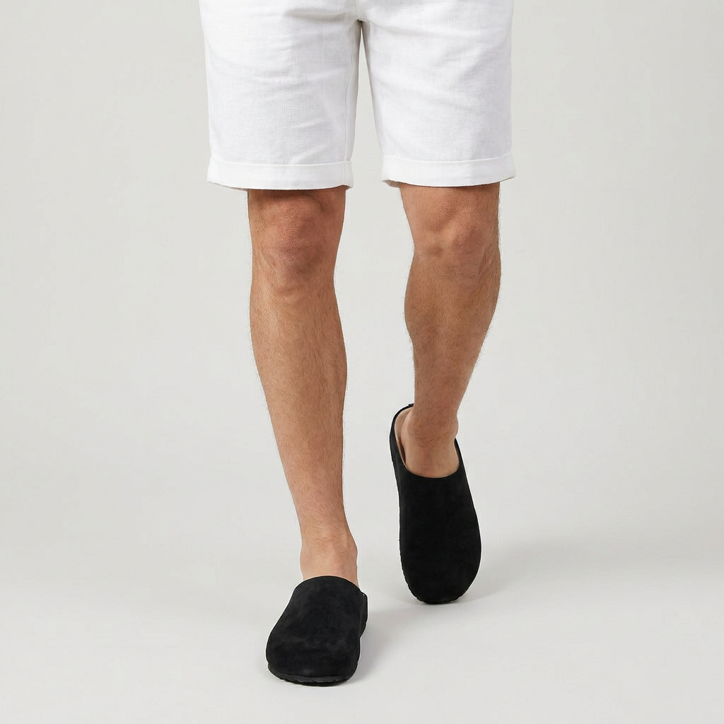 Mule Daim Doublure Moelleuse Bout Fermé pour Homme