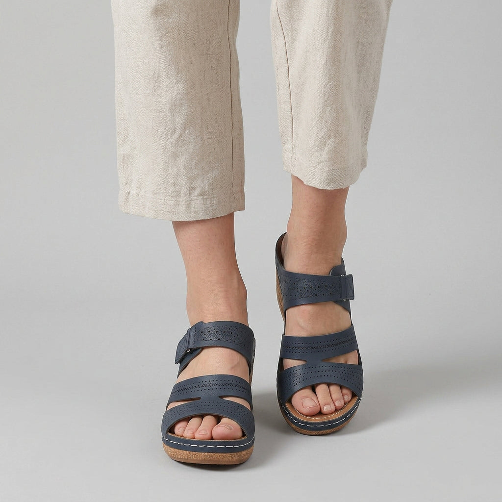 Mules Compensées Bout Ouvert Confort Soutien Pour Femme