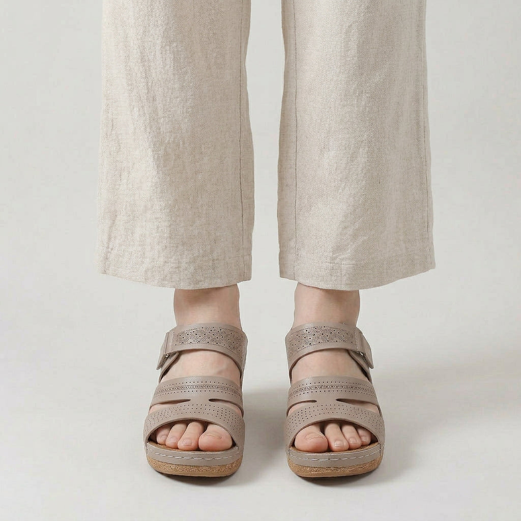 Mules Compensées Bout Ouvert Confort Soutien Pour Femme